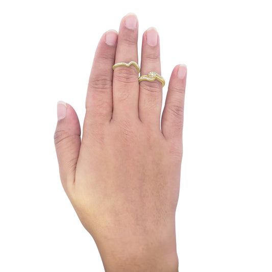 Anillo nupcial estilo vintage con múltiples diamantes de 1/3 ct, chapado en oro amarillo de 14 quilates y plata de ley 925 (color IJ, claridad I3), talla 5