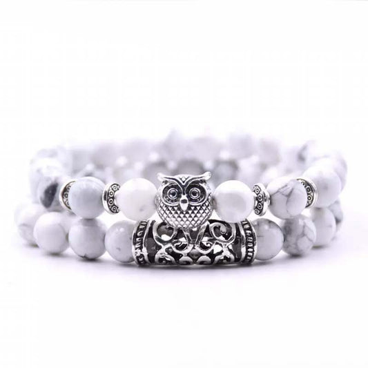 Color: Pure white - Natural Stone Intuitive Owl Bracelet