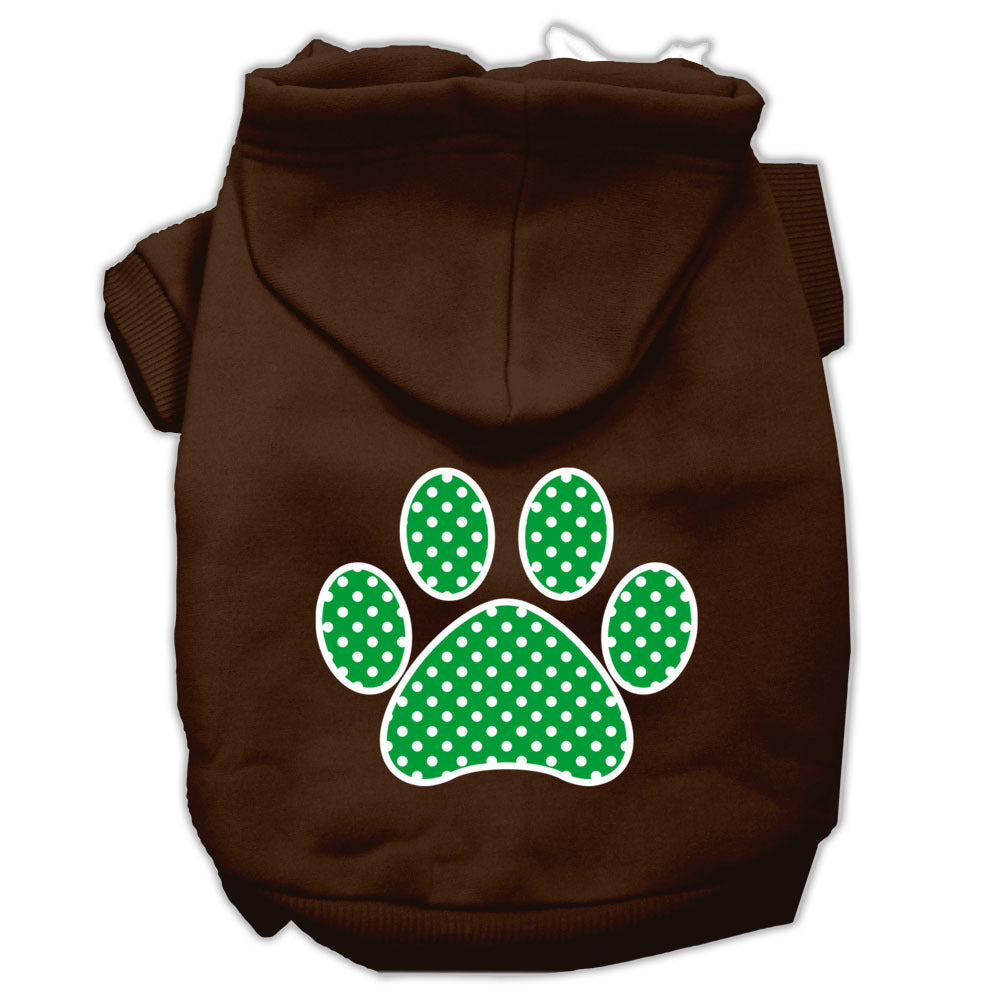 Green Swiss Dot Paw Screen Print Pet Hoodies Brown Size XXXL