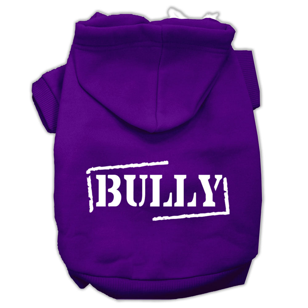Sudadera con capucha para mascota con estampado de bully, color morado, talla XS