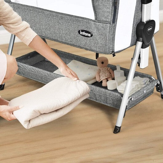 Cuna ajustable para bebé con amplio espacio de almacenamiento - Gris oscuro - Color: Gris oscuro