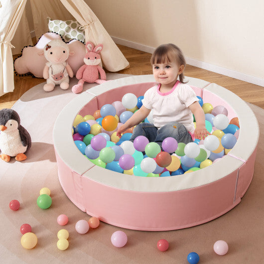 Detachable Foam Ball Pit with 50 Colorful Ocean Balls-Pink - Color: Pink