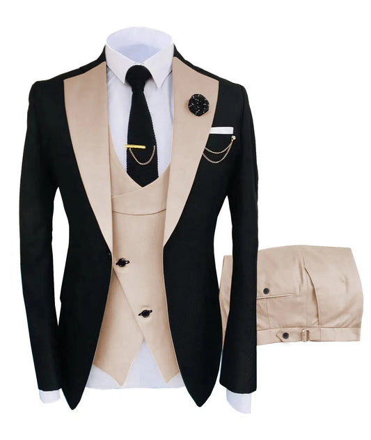Color: GRAY, Size: One Size - New Costume Homme Popular Clothing Luxury Party Stage Men's Suit Groomsmen Regular Fit Tuxedo 3 Peice Set Jacket+Trousers+Vest