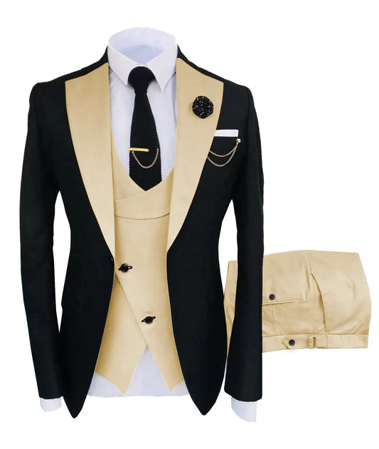 Color: MULTI, Size: One Size - New Costume Homme Popular Clothing Luxury Party Stage Men's Suit Groomsmen Regular Fit Tuxedo 3 Peice Set Jacket+Trousers+Vest