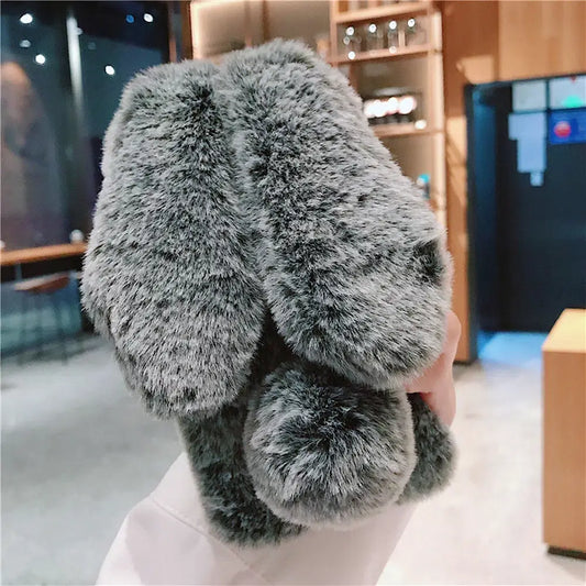 Color: PURPLE, Material: Vinyl - Warm Plush Rabbit Fluffy fur Cover for Samsung A15 A25 A35 A55 A14 A24 A34 A54 A13 A23 A33 A53 A12 A22 A32 A52 A51 Phone Case
