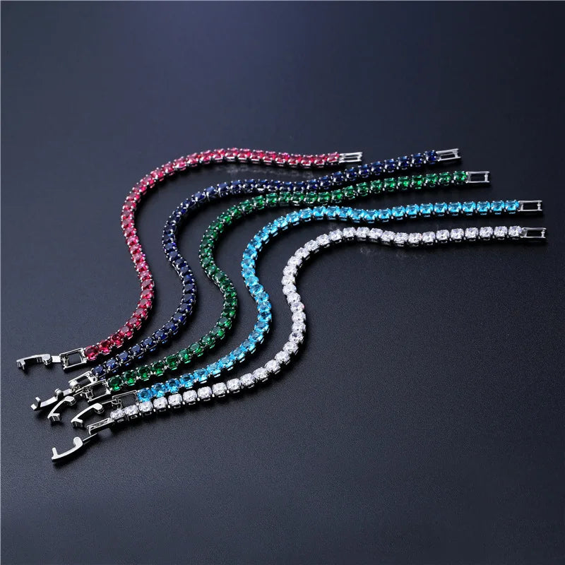 Pulsera de tenis de circonita cúbica de 4 mm con cadena de eslabones para mujer