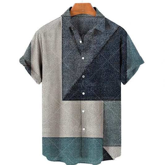 Color: Turquoise, Size: 4XL - Men's Hawaiian Shirts Men's Short Sleeved Vintage Shirt Men's Fashionable Summer Beach Tops Loose And Comfortable men's Clothing