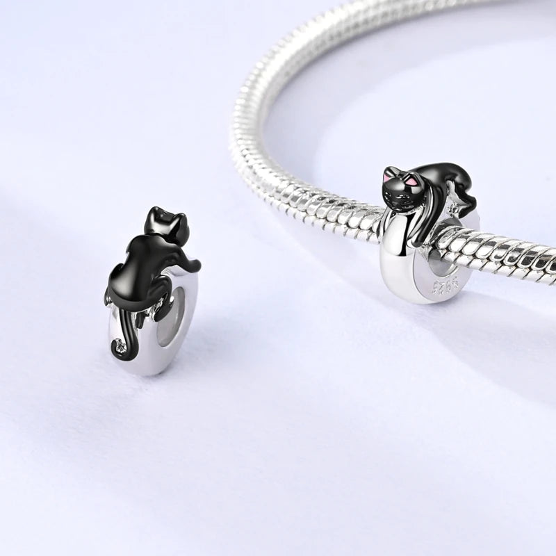 Dijes de cuentas espaciadoras de silicona de plata de ley 925 para joyería