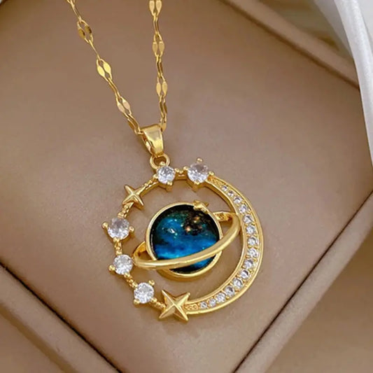 Collares de astronauta y estrella ZAKOL para mujeres y niñas, color dorado