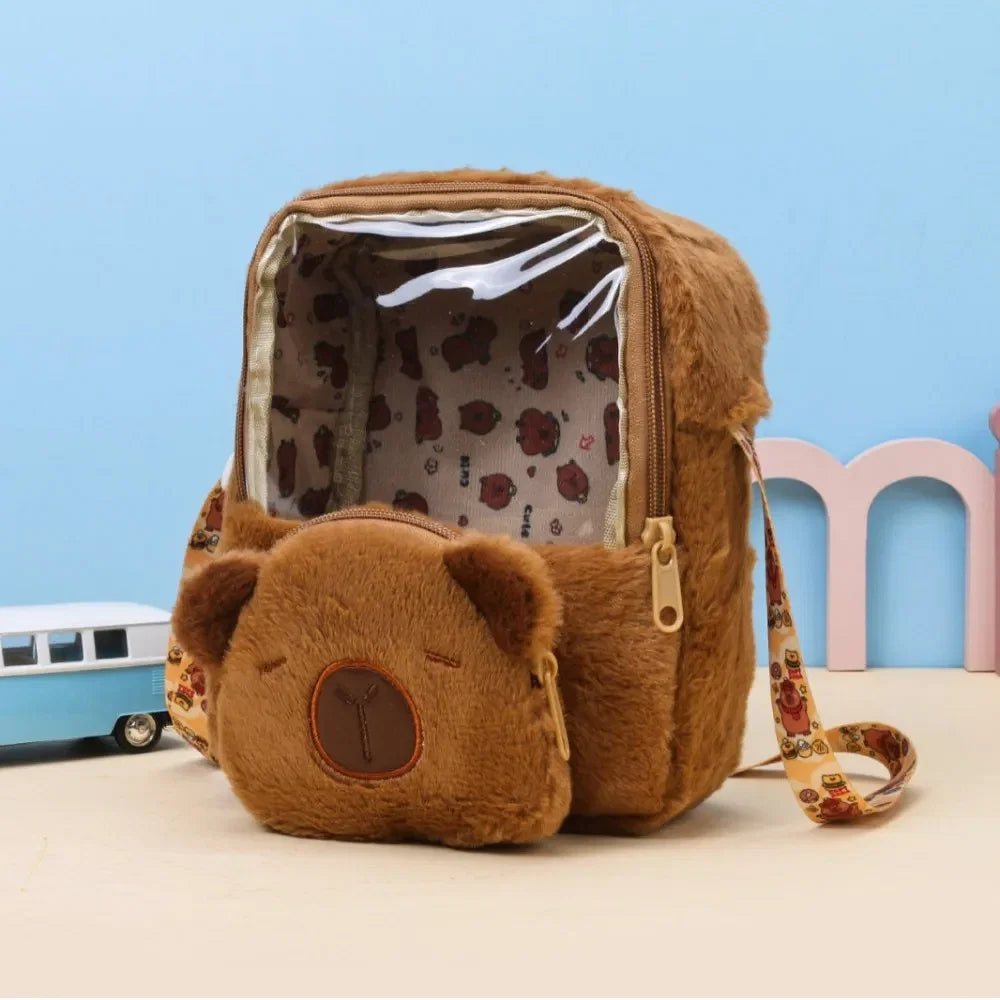Color: black - Shoulder Bag Capybara Plush Backpack Animals Students School Bag Couple