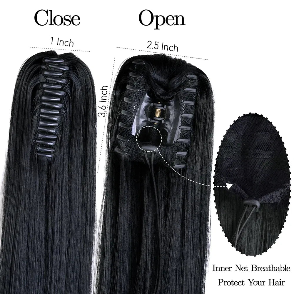Color: 1B/27HL, Bulk Buy: 1pc - 22Inch Synthetic Ponytail Hair Extension Long Straight Claw Clip Ponytail Heat Resistant Natural Wave For Women Blonde Hairpiece
