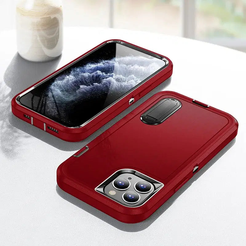 Color: Brown, Material: PE - PKCASE Shockproof Case For iPhone 13 Mini 12 11 Pro Max 6 7 8 Plus Bracket Protective Cover For iPhone X XS XR SE 2020 2022