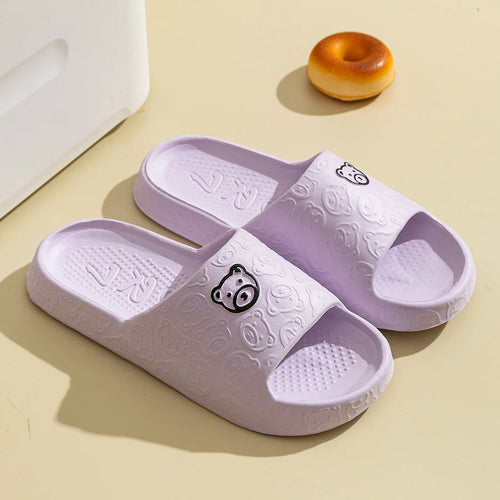 Pantuflas de verano para hombre con diseño de oso de dibujos animados, suela gruesa y suave, antideslizantes.