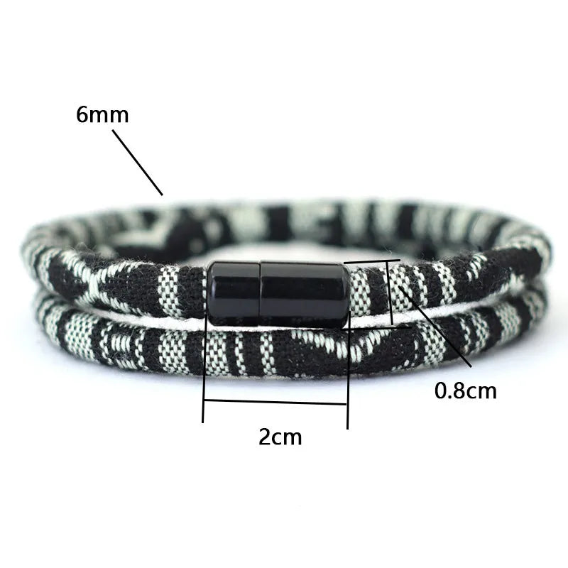 Pulsera de cuerda Bohemia para hombre, nueva, con diseño de pulseras magnéticas para atraer aventuras.