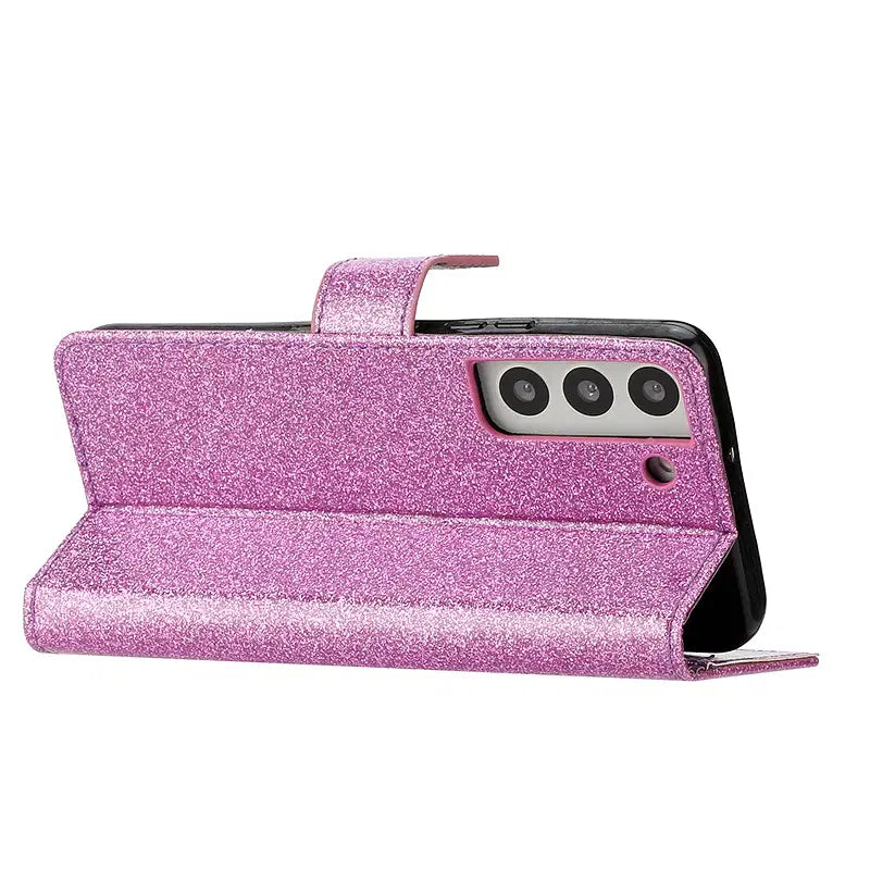 Color: PURPLE, Material: Nylon - Wallet Glitter Case For Samsung Galaxy S24 FE S23 Ultra S22 Plus S21 S20 A13 A14 A15 A16 A53 A54 A55 A34 Flip Luxury Leather