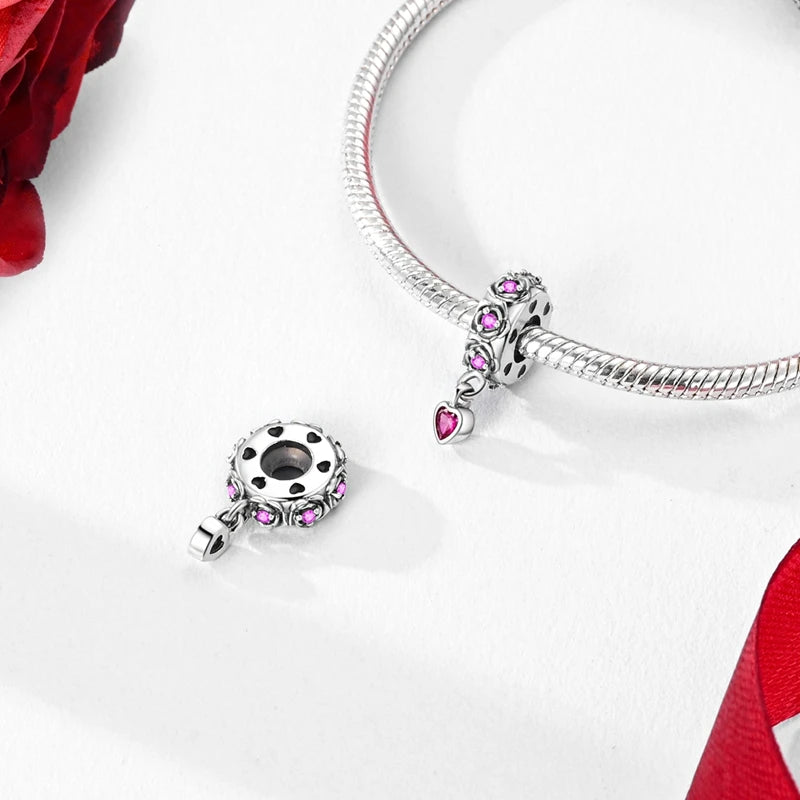 Dijes de cuentas espaciadoras de silicona de plata de ley 925 para joyería