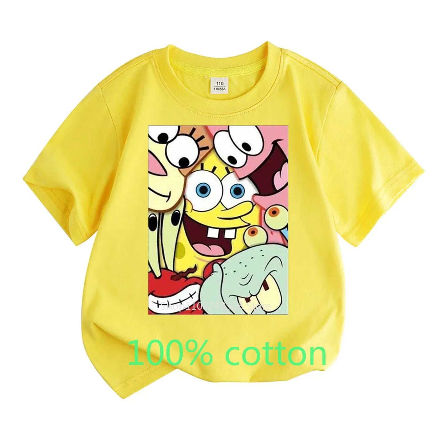 Color: Pink, Kid Size: 14T - Mr. Krabs Squidward Sandy Spongebob T-shirt 100%Cotton Children Round Neck Short-sleeved Boys Girls Fashion Kids Clothes