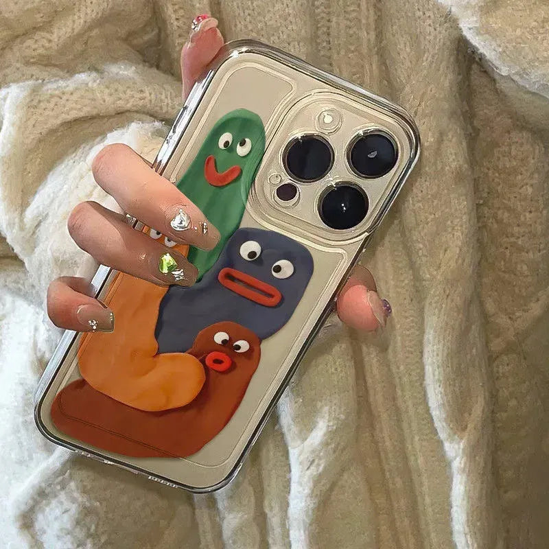 Color: Beige, Material: PP - Funny Silly Putty Phone Case For iPhone 11 12 13 14 15 16 Pro Max XR X XS Mini 8 7 Plus SE 2020 Fashion Clear Case