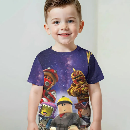 Color: Gold, Kid Size: 4 - Print Baby Clothing 5 to 14 Years Male Outdoor Clothes for -HOT 3D GAME Children Boy Girl Child T-Shirt Top Shirts-R-R-ROBLOXES-