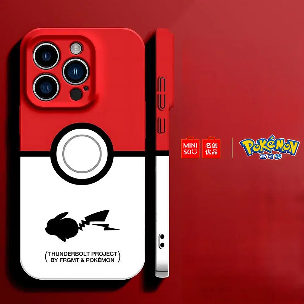 Color: GRAY, Material: Carbon Fiber - Miniso Pokemon Collaboration Pikachu Gengar Phone Case For iPhone 15 14 13 11 12 16 Pro Max Plus X XR Girl Silicone Phone Case