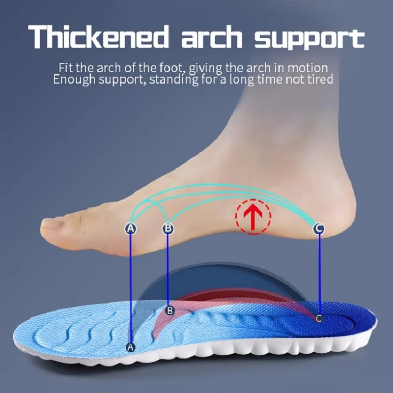 Plantillas deportivas para zapatos de mujer y hombre, suela de PU suave, transpirable, amortiguación 4D.