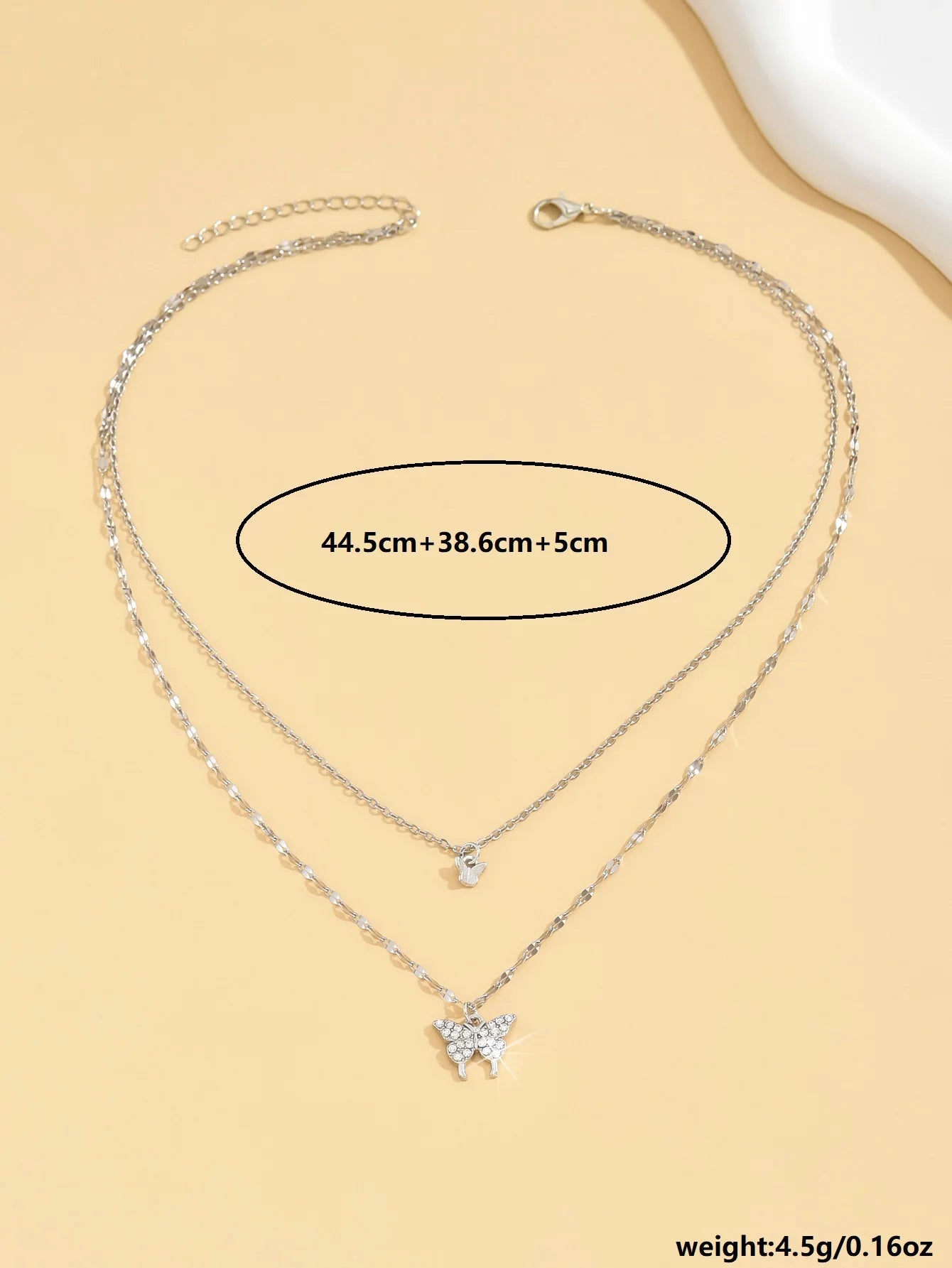 1 collar de mariposa de doble capa brillante para mujer Lats exquisito