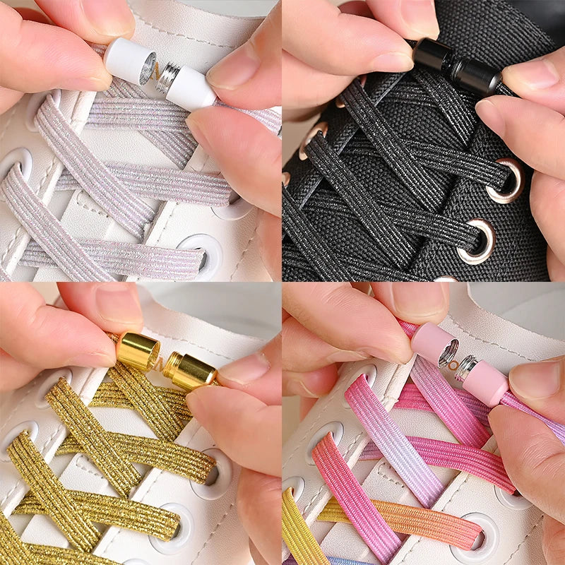 Cordones de zapatos sin atar con hebilla de colores, color perla claro y colorido