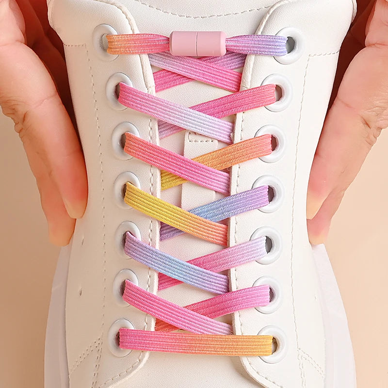 Cordones de zapatos sin atar con hebilla de colores, color perla claro y colorido
