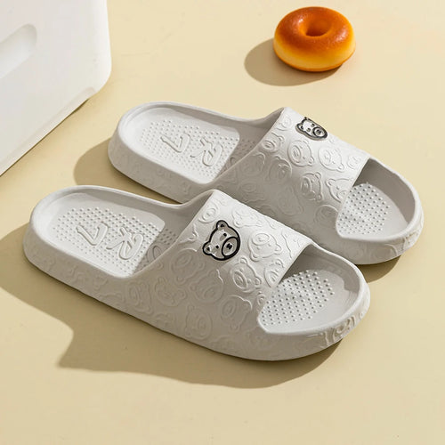 Pantuflas de verano para hombre con diseño de oso de dibujos animados, suela gruesa y suave, antideslizantes.