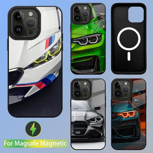 Color: GRAY, Material: Neoprene - Cool Sport Car B-BMW Phone Case For iPhone 16,15,14,13,12,11,Plus,Pro,Max Mini Magsafe Magnetic Wireless Charging