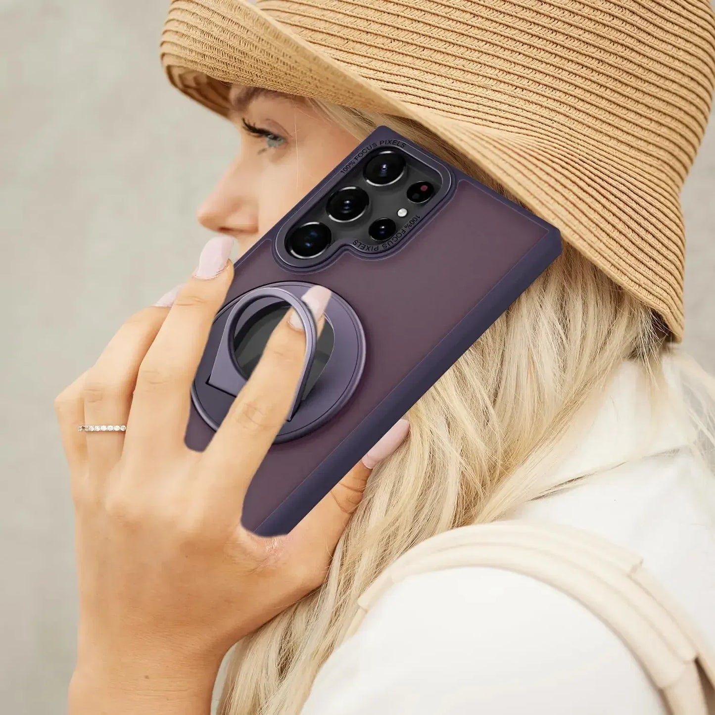 Material: nylon, Color: PURPLE - Luxury Magsafe Wireless Charging Case for Samsung S24 S23 S22 Ultra Plus Case Skin Feel Magnetic Shockproof S23 FE Cover