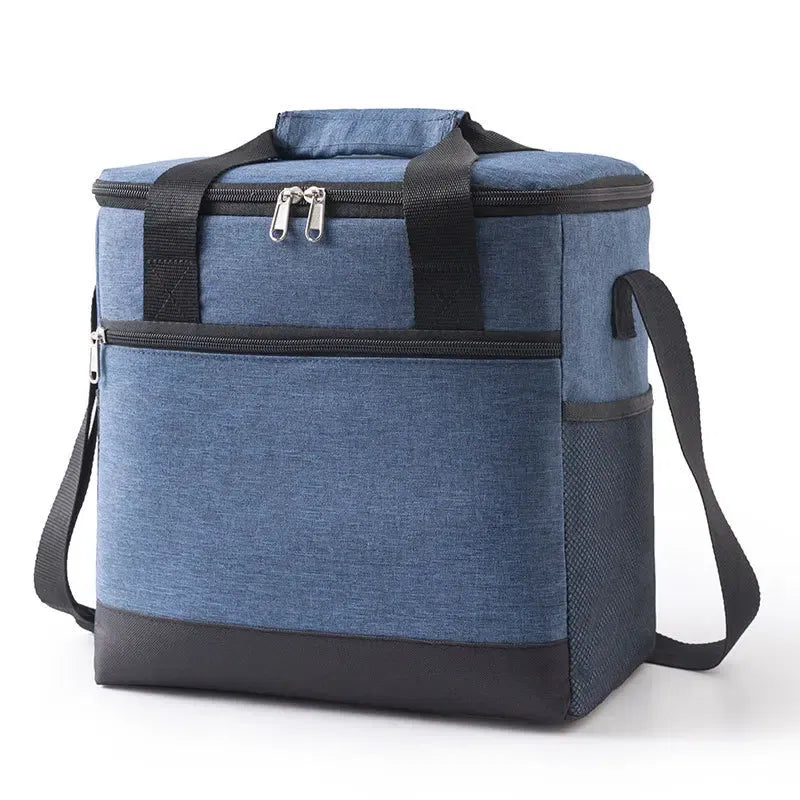 Color: Blue - Large Capacity Tote Bento Insulated Lunch Bag Picnic Food Lunch Box Storage Ice Cooler Thermal Bag Portable Fridge Thermal Bag