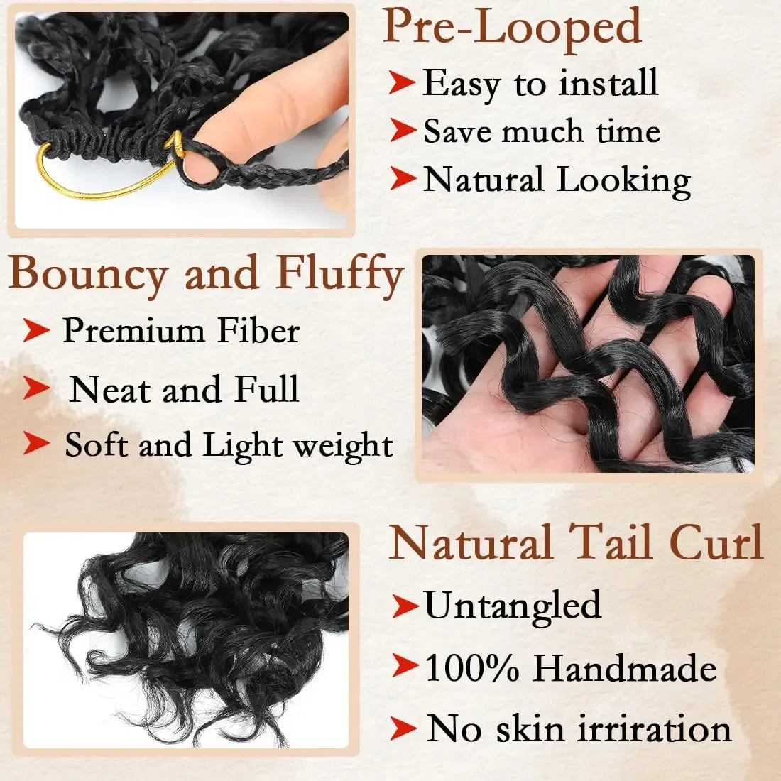 Color: T1B/30, Largo estirado: 10 pulgadas, Compra al por mayor: 8 piezas/lote - Caja Gogo Curl Crochet Hair para mujeres negras Pre-bucle Ocean Wave Crochet Hair Water Wave Beach Curl Crochet Braiding Hair
