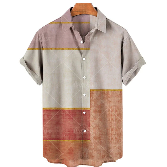 Color: Ivory, Size: S - Men's Hawaiian Shirts Men's Short Sleeved Vintage Shirt Men's Fashionable Summer Beach Tops Loose And Comfortable men's Clothing