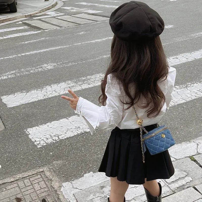 Color: Beige - New Fashion Children's Bag Girl Baby Lingge Chain Bag Girl Crossbody Bag Handbag Bags For Girls Free Shipping Kids Bag