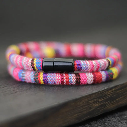 Pulsera de cuerda Bohemia para hombre, nueva, con diseño de pulseras magnéticas para atraer aventuras.