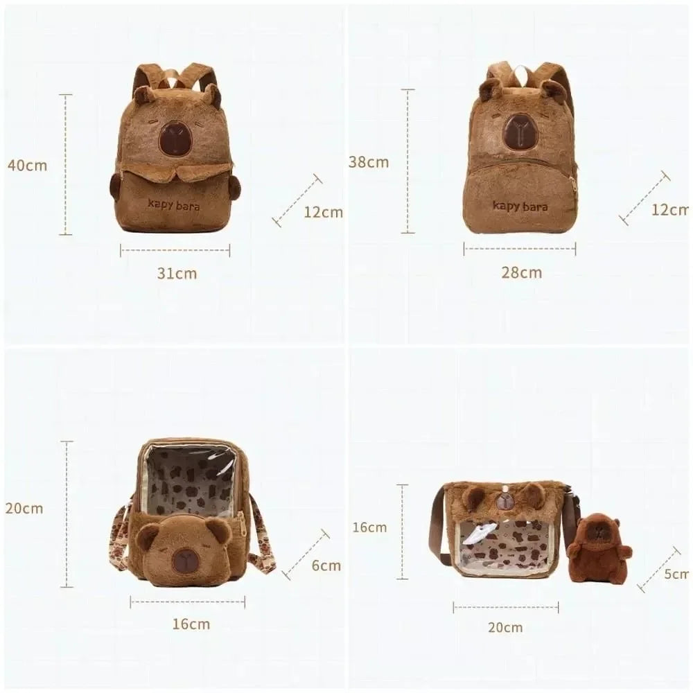 Color: black - Shoulder Bag Capybara Plush Backpack Animals Students School Bag Couple