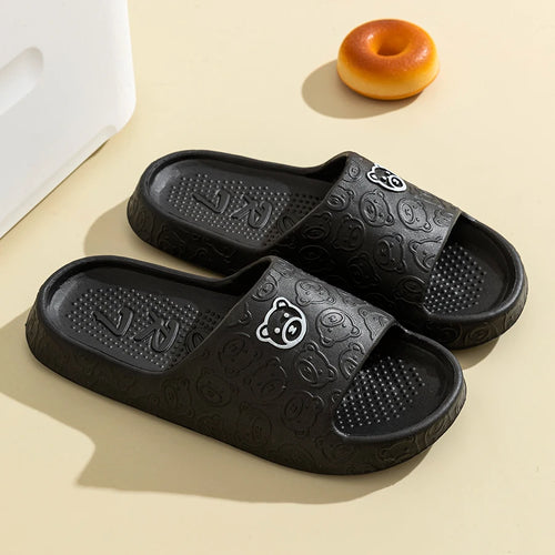 Pantuflas de verano para hombre con diseño de oso de dibujos animados, suela gruesa y suave, antideslizantes.