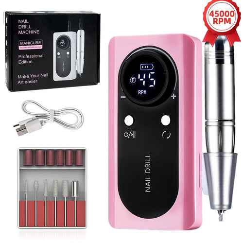 45000RPM Nail Drill Machine Kit Rechargeable Nail Sander Machine With