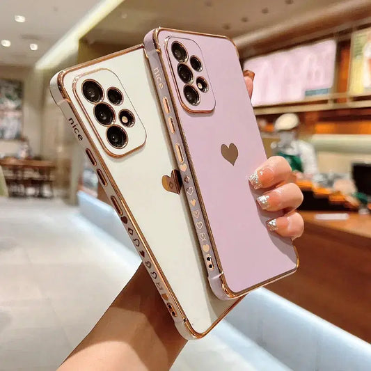 Color: black, Compatible-Phone Models: For iPhone 13, Ships From: CHINA - Electroplating Side Love Heart Phone Case For Samsung Galaxy S25 Ultra S24 S23 S22 A16 A55 Protect Lens Shockproof Back Cover