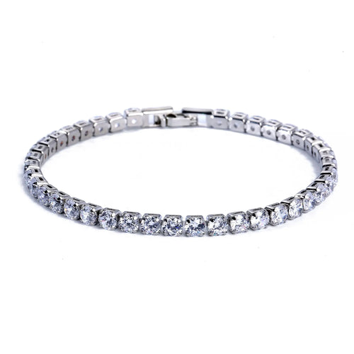 Pulsera de tenis de circonita cúbica de 4 mm con cadena de eslabones para mujer