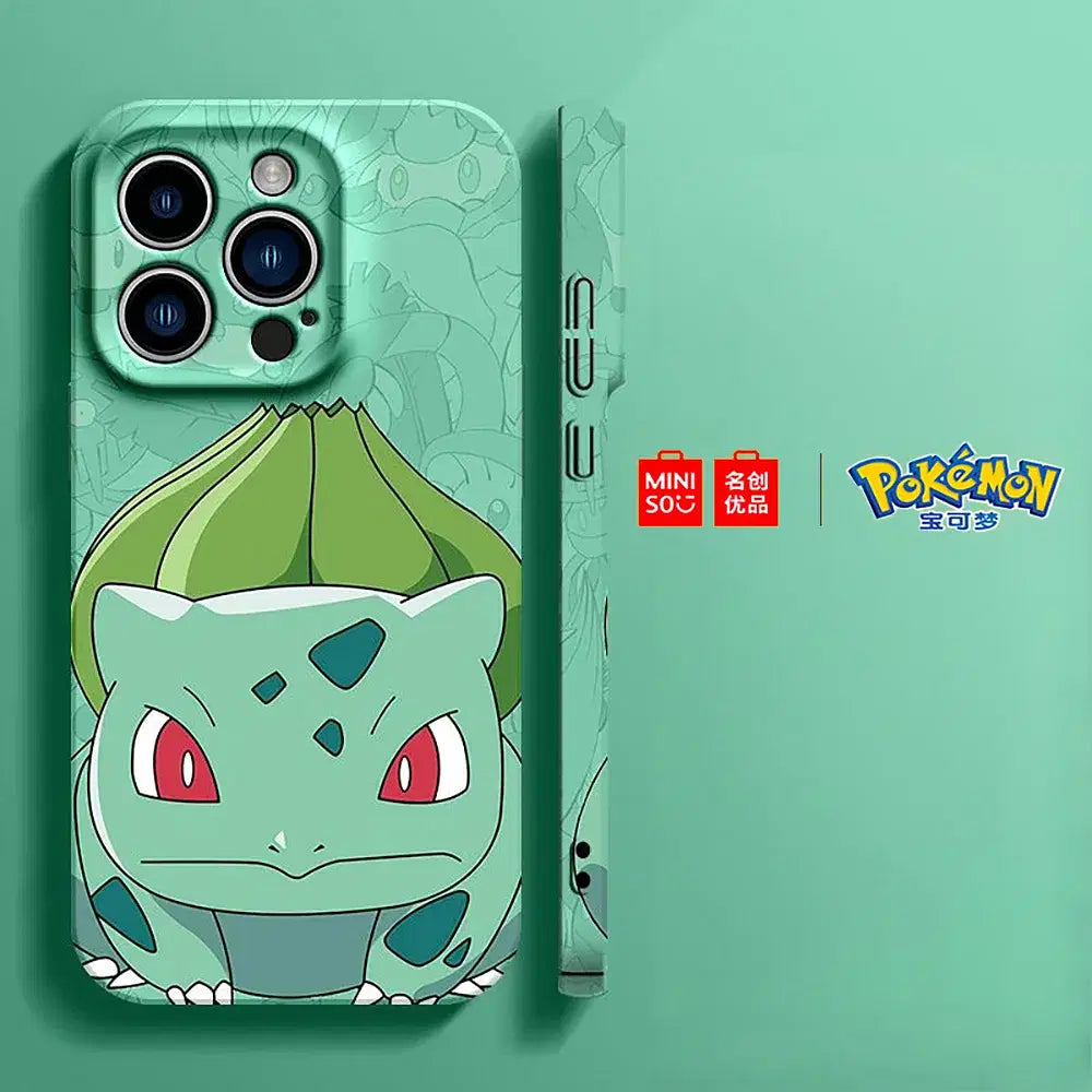 Color: Beige, Material: Carbon Fiber - Miniso Pokemon Collaboration Pikachu Gengar Phone Case For iPhone 15 14 13 11 12 16 Pro Max Plus X XR Girl Silicone Phone Case