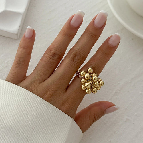 Anillo de bola pequeña CCB con diseño creativo de IngeSight.Z para mujeres y hombres. Tendencia.