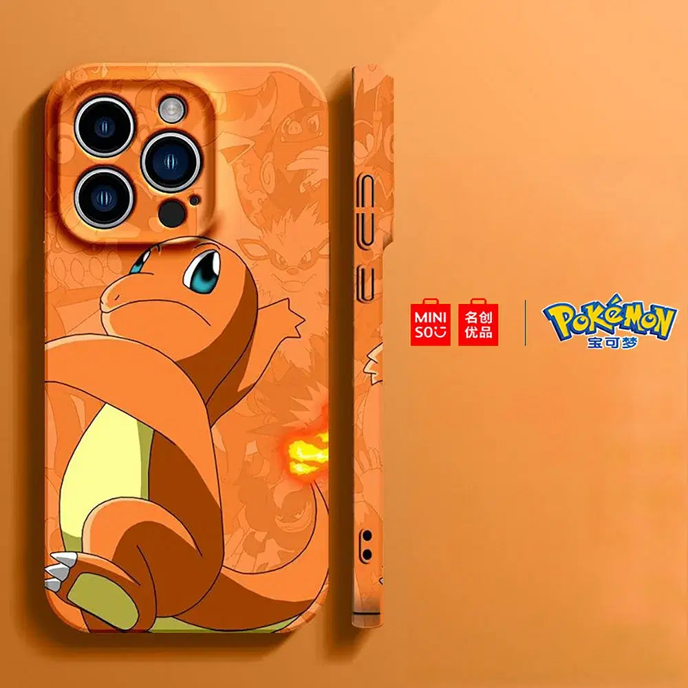 Color: GRAY, Material: Carbon Fiber - Miniso Pokemon Collaboration Pikachu Gengar Phone Case For iPhone 15 14 13 11 12 16 Pro Max Plus X XR Girl Silicone Phone Case