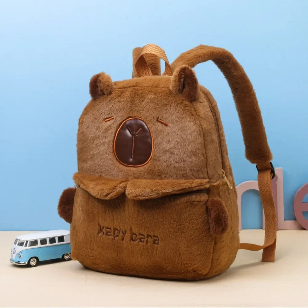 Color: black - Shoulder Bag Capybara Plush Backpack Animals Students School Bag Couple