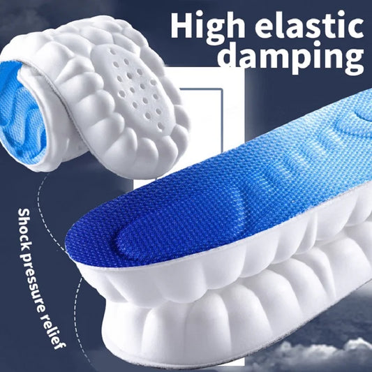 Sports Insoles for Shoes Women Men PU Sole Soft Breathable 4D Shock