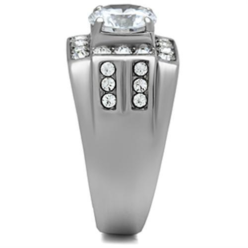 TK348 - High polished (no plating) Stainless Steel Ring with AAA Grade CZ in Clear