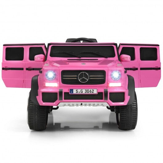 Coche infantil Mercedes-Benz de 12 V con licencia, color rosa.