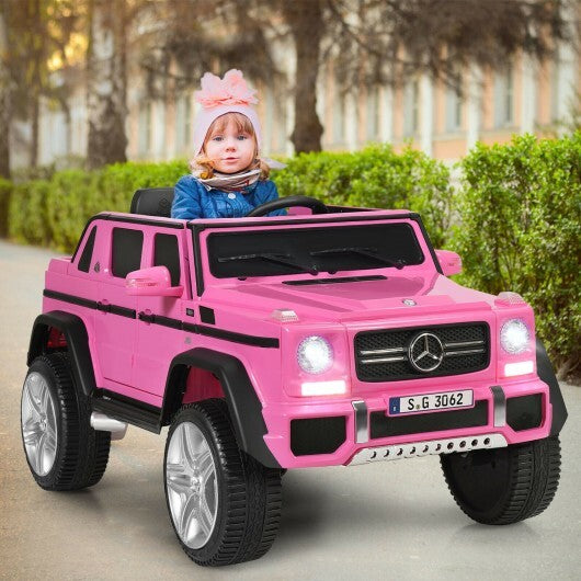 Coche infantil Mercedes-Benz de 12 V con licencia, color rosa.