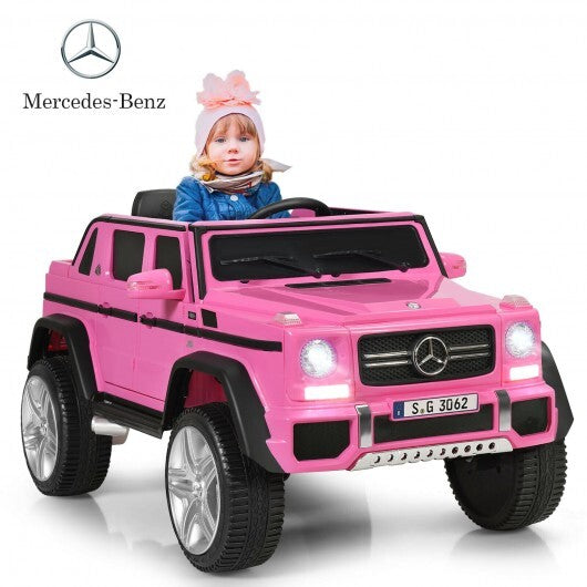 Coche infantil Mercedes-Benz de 12 V con licencia, color rosa.